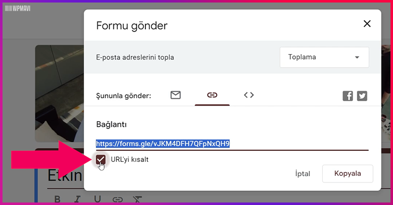 Google Form Karekod Yapma - Bağlantıyı Kopyala