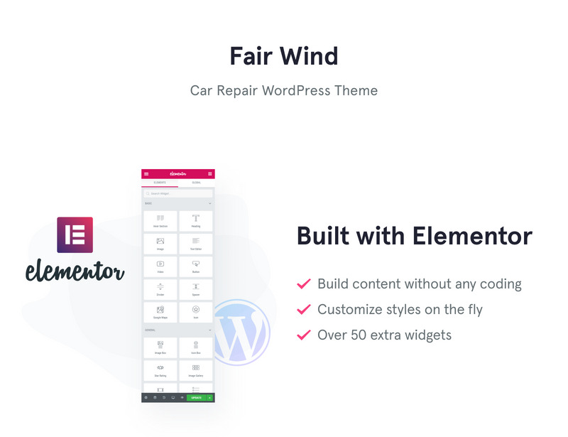 Fair Wind - Araba Tamiri Modern WordPress Elementor Teması - Özellikler Resim 1