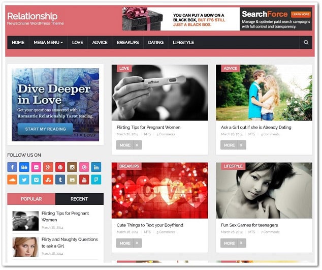 Wordpress kadın teması - kadın ilişki teması