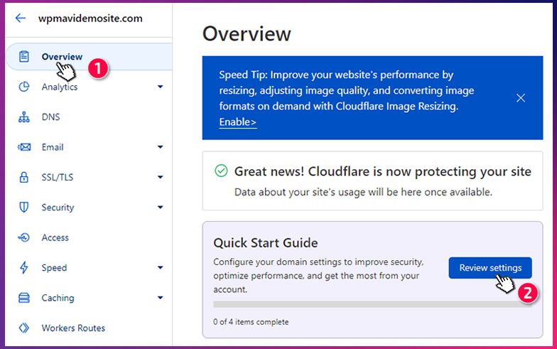CloudFlare Ayarları - Review Settings