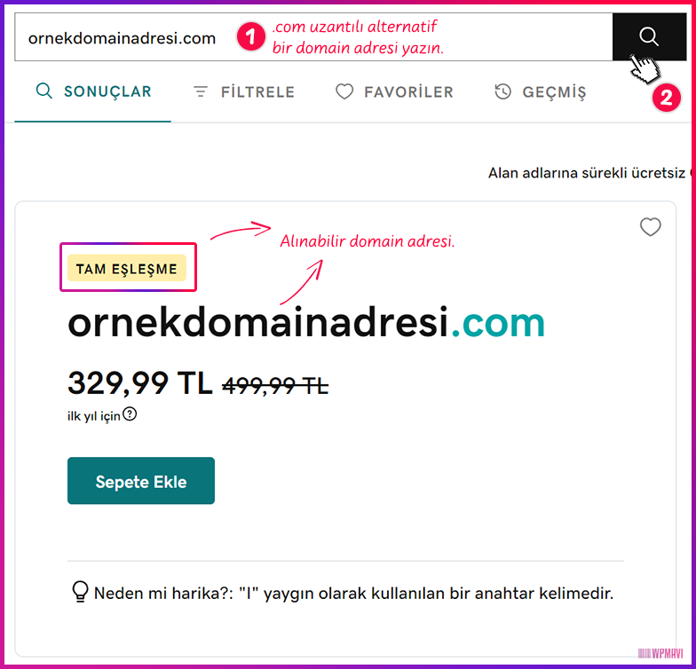 Web Sitesi Domain Alma - Satın Alınabilir Domain Adresi