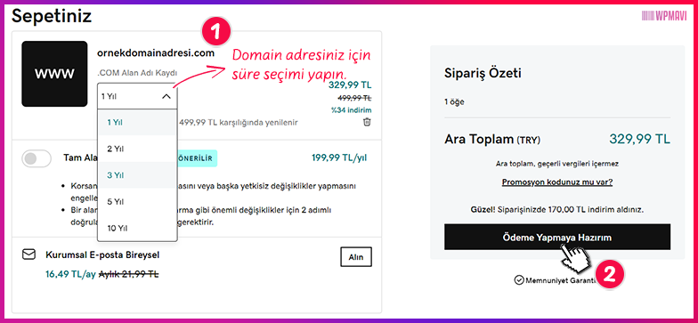 net domain alma - Domain Adresi için Süre Seçimi