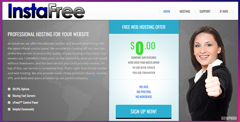 Ücretsiz Hosting Siteleri - InstaFree 