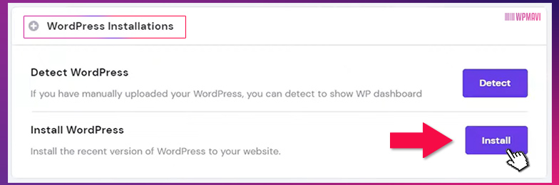 Hostinger WordPress Kurma - Install Butonu